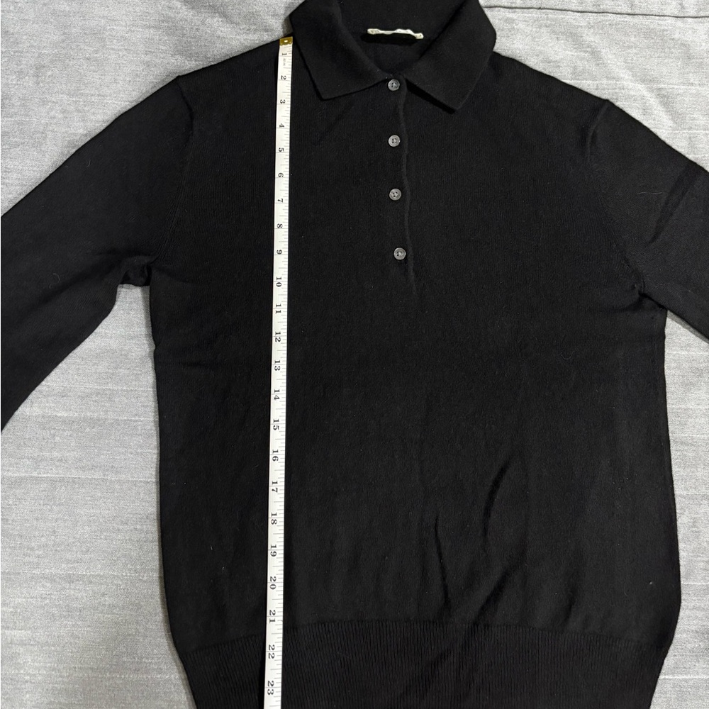 Everlane Women’s Cashmere Black Polo Sweater size M - Picture 5 of 6